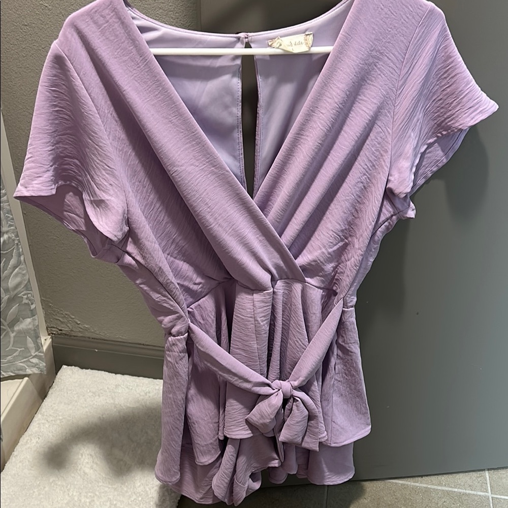 Altar'd State Purple Flutter Sleeve Romper